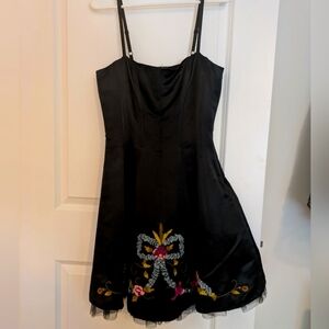 Betsey Johnson Black Embroidered Dress